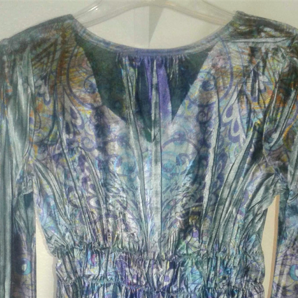 APT 9 Light Blue Graphic Longsleeve Empire Waist Top Sz: S - Picture 2 of 9